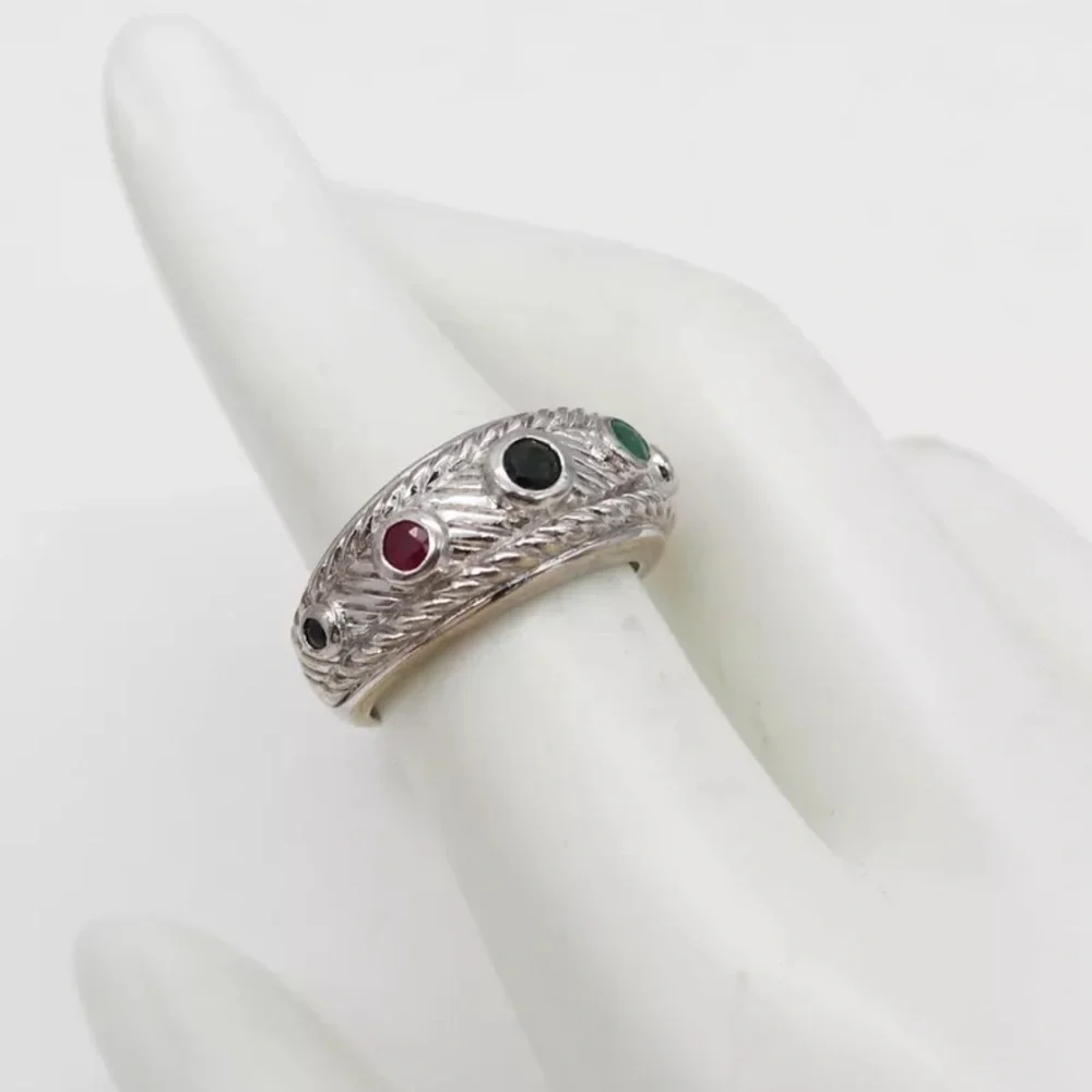 Judith Ripka sterling silver multi stone ring